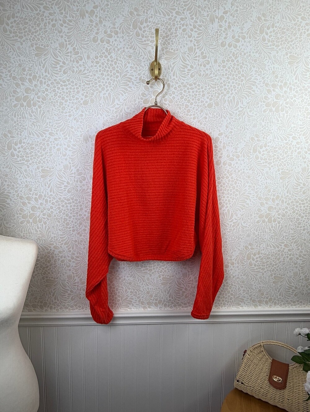 Pilcro by Anthropologie Red Cozy Ribbed Turtleneck Batwing Pullover - Size - XS - Picture 4 of 9